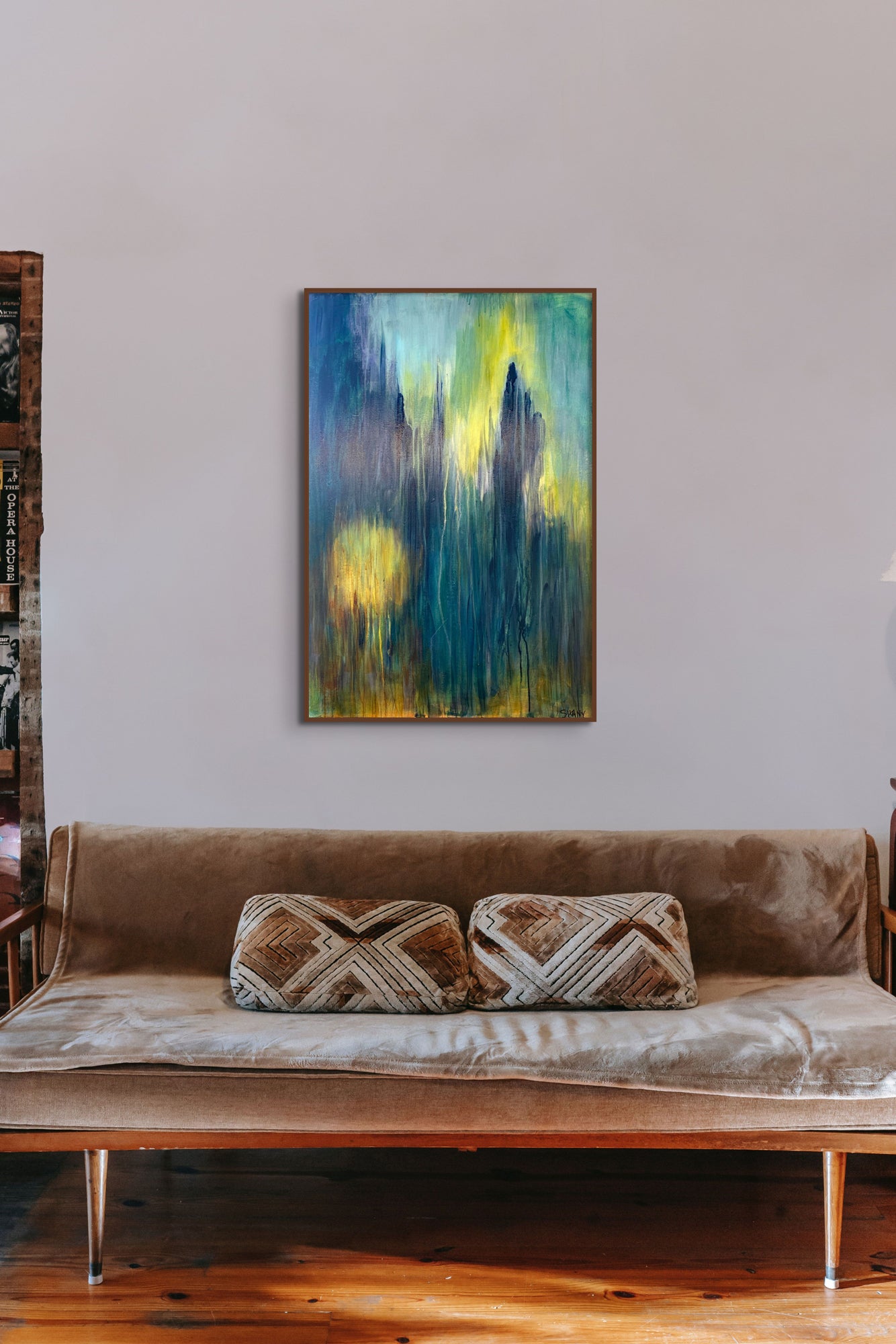Translation No. 1 of Piano Concerto No. 2 in F Major, II. Andante (D. Shostakovich) - Blue Green Yellow Glazes on Canvas