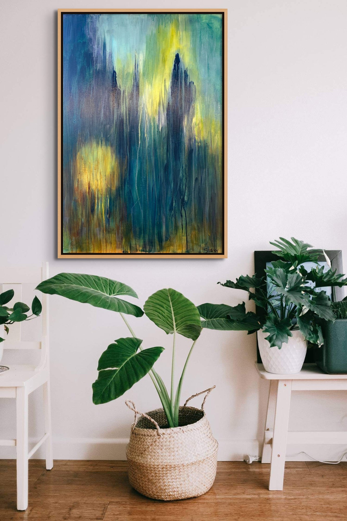 Translation No. 1 of Piano Concerto No. 2 in F Major, II. Andante (D. Shostakovich) - Blue Green Yellow Glazes on Canvas