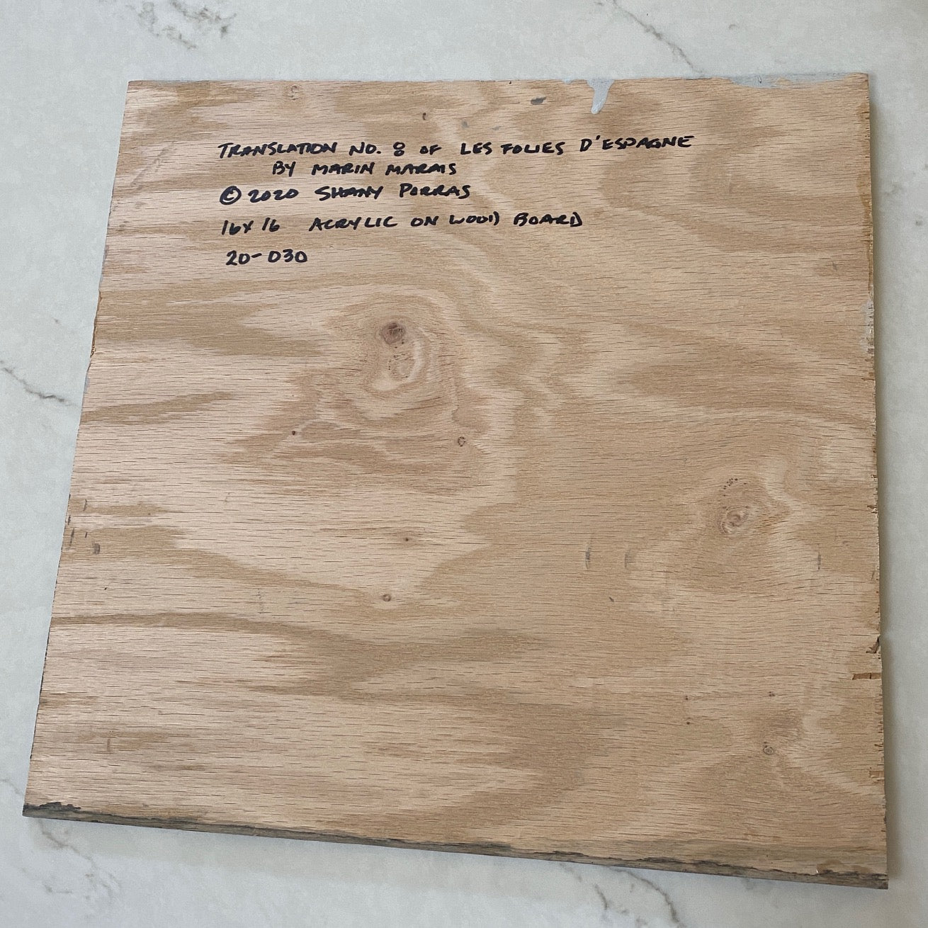 Translation No. 8 of "Les Folies d'Espagne" (M. Marais)-Acrylic on wood board