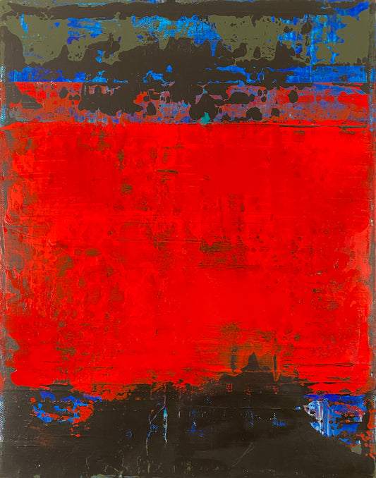 Translation of Michael Kiwanuka's "Love and Hate"- Red acrylic minimalist framed painting