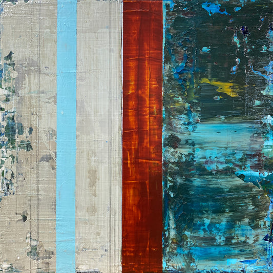 Translation of "Falling" - Mixed media on wood cradled panel