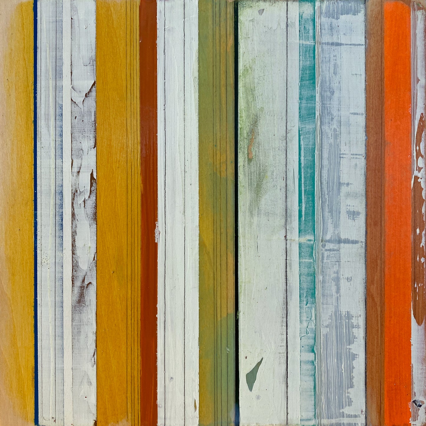 Translation #3 of "The Night We Met" - stripes mixed media on wood board