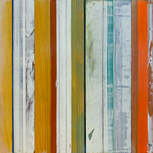 Translation #3 of "The Night We Met" - stripes mixed media on wood board