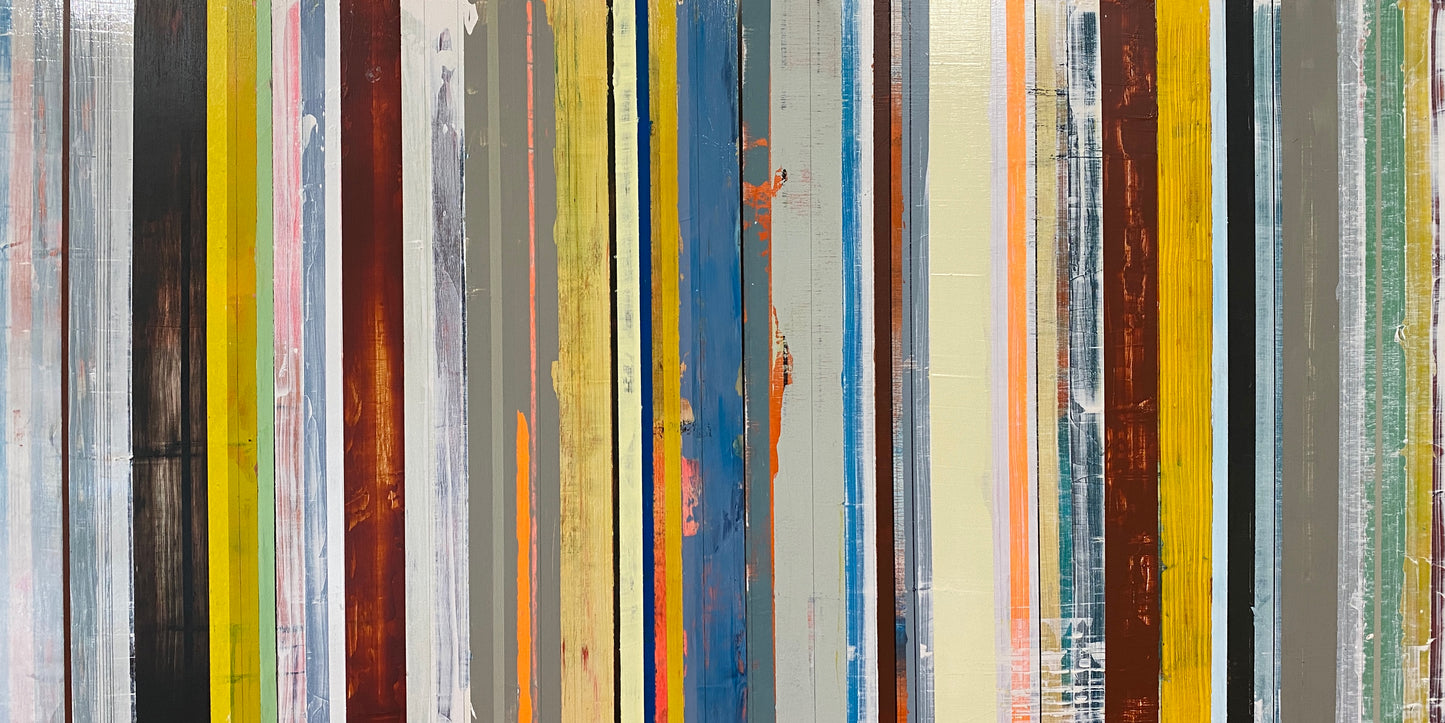 Variations on a Theme - Acrylic paint, Washi Tape, Graphite on Wood Board