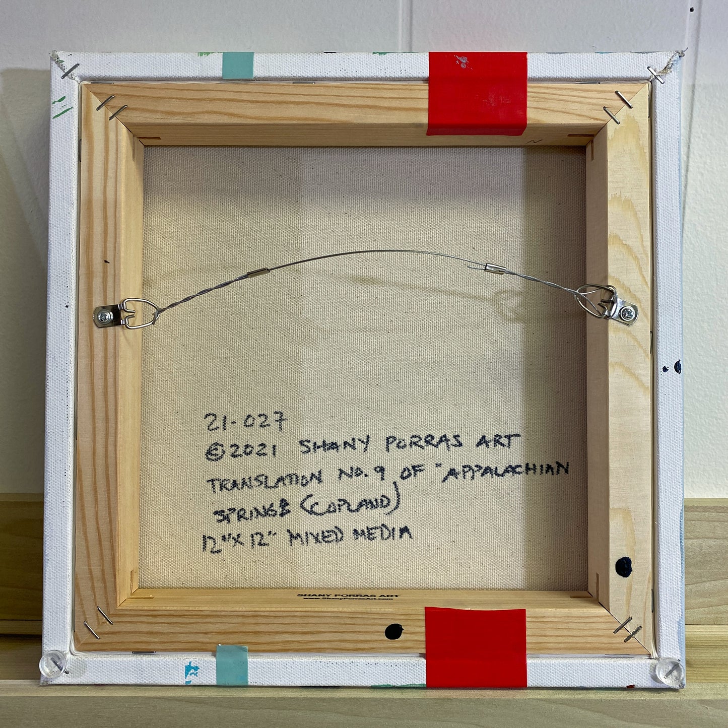 Appalachian Spring No. 9 - Acrylic paint, Washi Tape, Graphite Framed Canvas