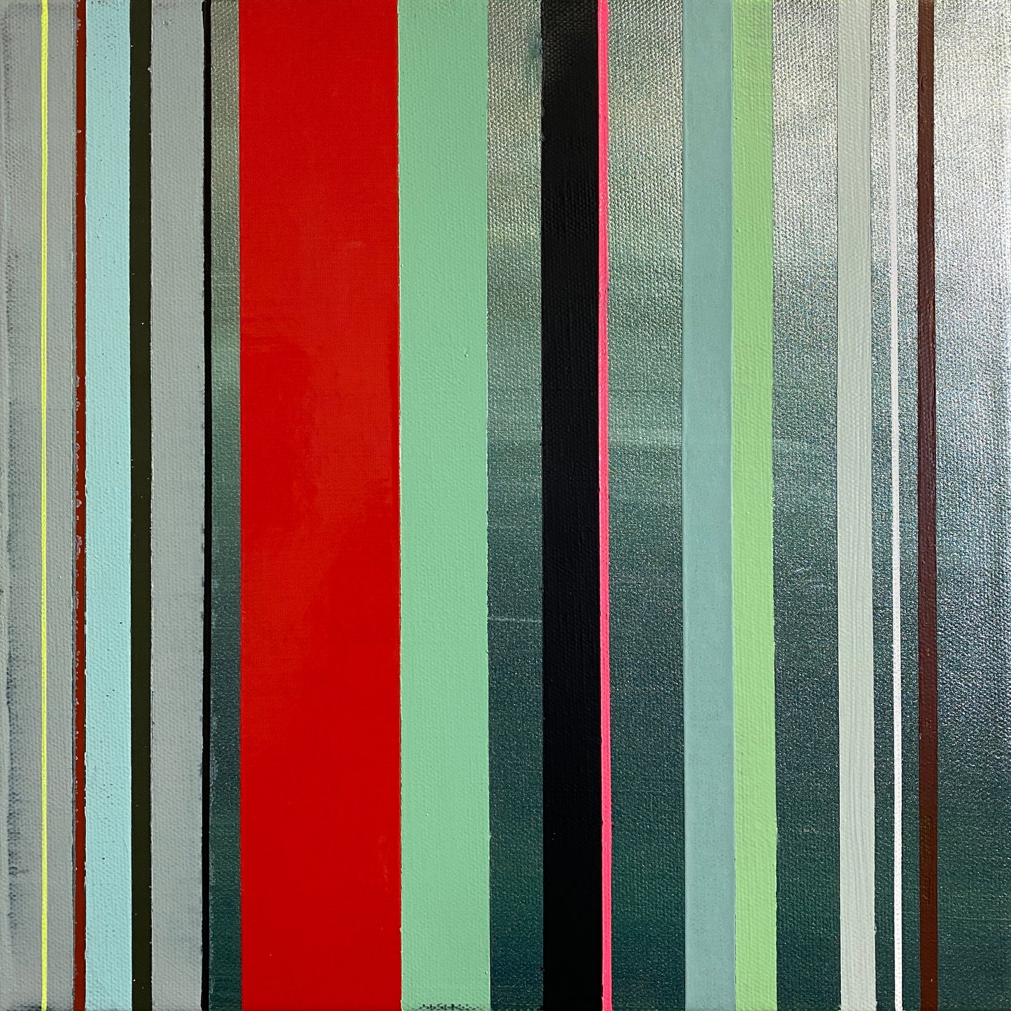 Appalachian Spring No. 9 - Acrylic paint, Washi Tape, Graphite Framed Canvas