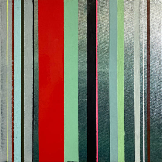 Appalachian Spring No. 9 - Acrylic paint, Washi Tape, Graphite Framed Canvas