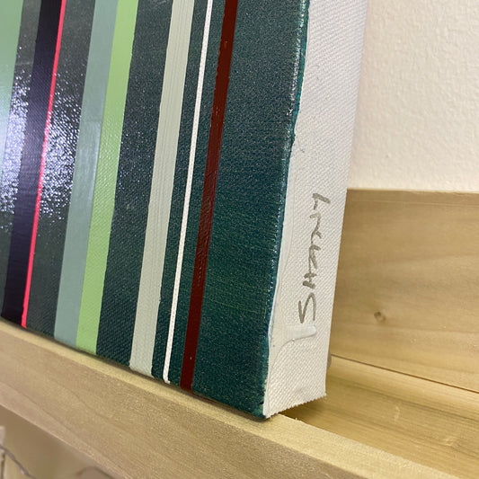 Appalachian Spring No. 9 - Acrylic paint, Washi Tape, Graphite Framed Canvas