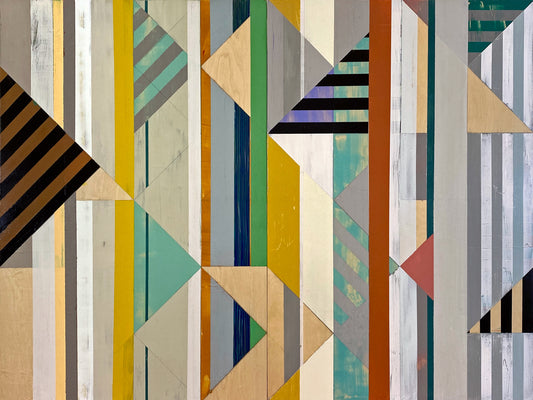 Appalachian Spring - Acrylic paint, Washi Tape, Graphite on Wood Board