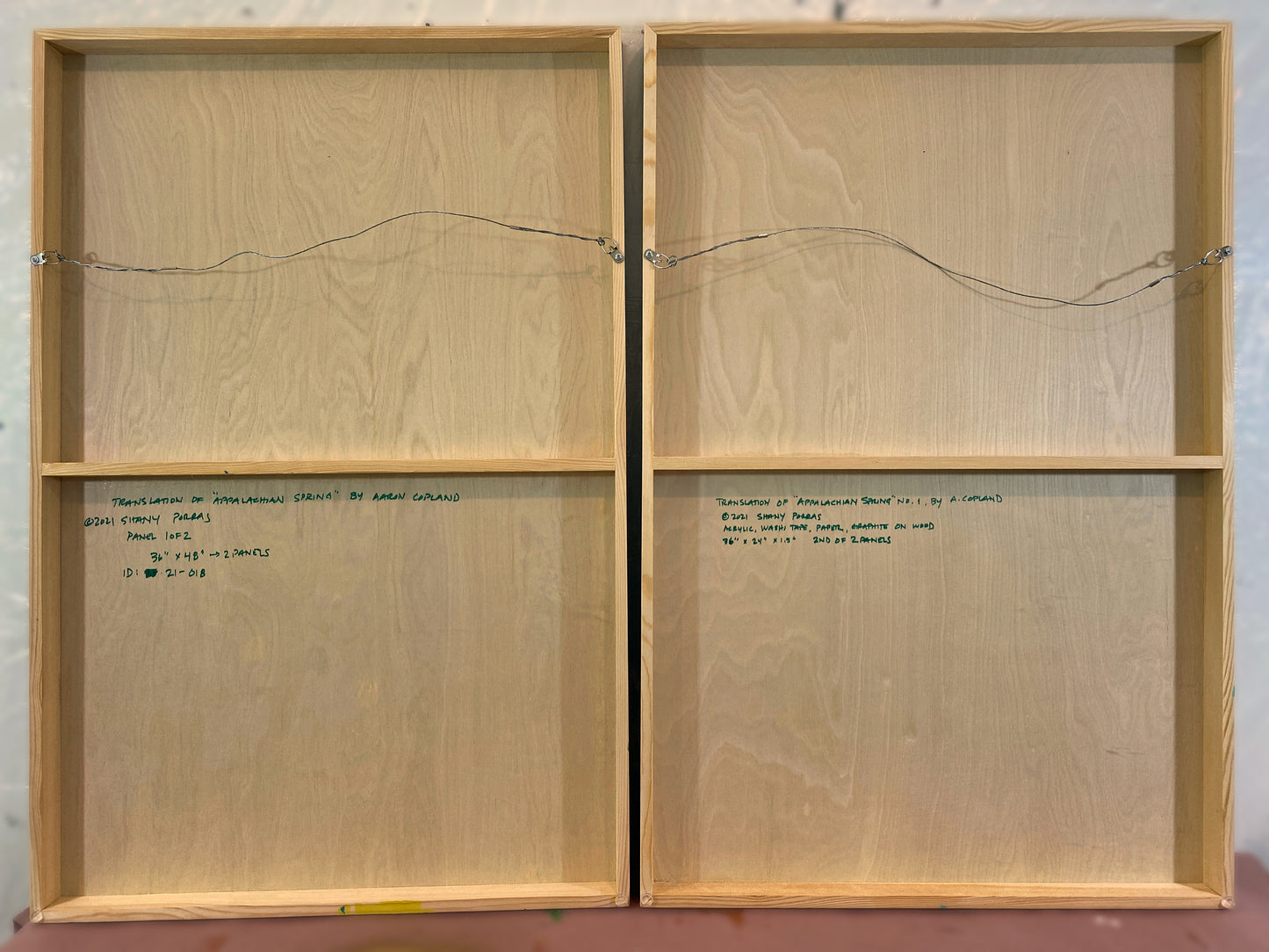 Appalachian Spring - Acrylic paint, Washi Tape, Graphite on Wood Board