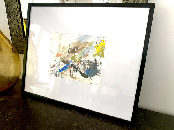 Abstract Landscape - Study for Fall Day - Mixed media on paper FRAMED