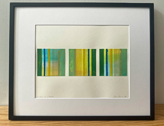Variations on a Theme - Blue Triptych - Acrylic and graphite stripes on paper
