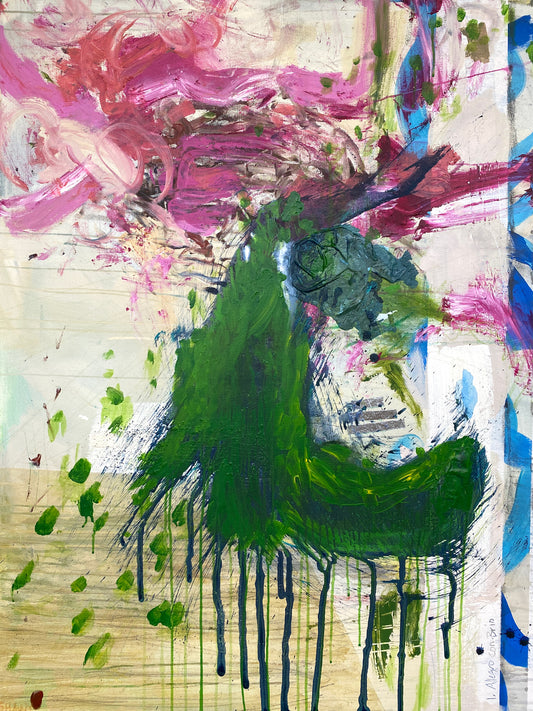 Translation of Beethoven's Symphony No. 5 - Expressionistic acrylic on canvas - pin blue action