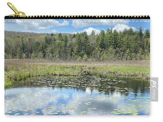Berkshires Lily Pads Pond River Reflections- Signs of Spring - Zip Pouch