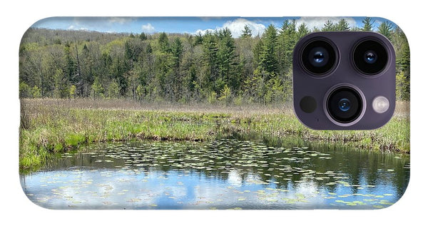 Berkshires Lily Pads Pond River Reflections- Signs of Spring - Phone Case