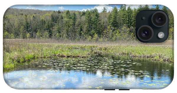 Berkshires Lily Pads Pond River Reflections- Signs of Spring - Phone Case