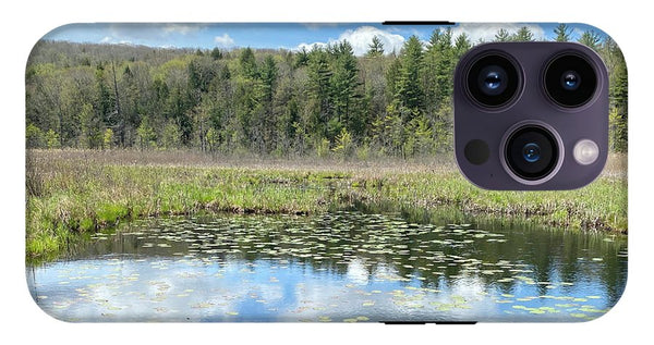 Berkshires Lily Pads Pond River Reflections- Signs of Spring - Phone Case