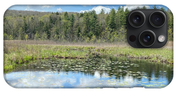 Berkshires Lily Pads Pond River Reflections- Signs of Spring - Phone Case