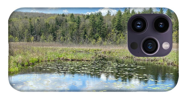 Berkshires Lily Pads Pond River Reflections- Signs of Spring - Phone Case