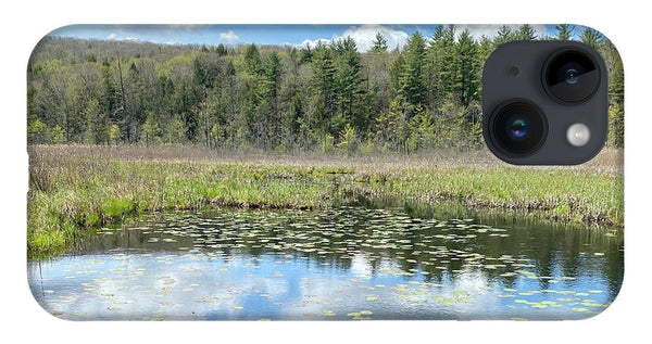 Berkshires Lily Pads Pond River Reflections- Signs of Spring - Phone Case