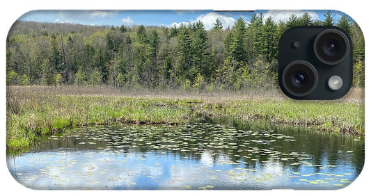 Berkshires Lily Pads Pond River Reflections- Signs of Spring - Phone Case