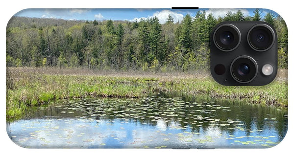 Berkshires Lily Pads Pond River Reflections- Signs of Spring - Phone Case