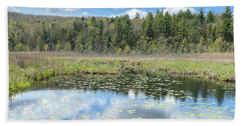Berkshires Lily Pads Pond River Reflections- Signs of Spring - Bath Towel