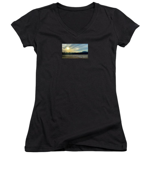 Berkshires - Morning at Gould Meadows - Field Sunrise - Women's V-Neck