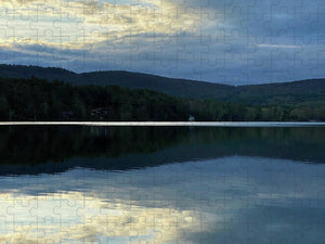 Berkshires - Lake Mahkeenac - Stockbridge Lake Sunset Summer Clouds Mountains Reflection - Puzzle