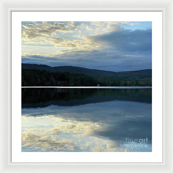 Berkshires - Lake Mahkeenac - Stockbridge Lake Sunset Summer Clouds Mountains Reflection - Framed Print