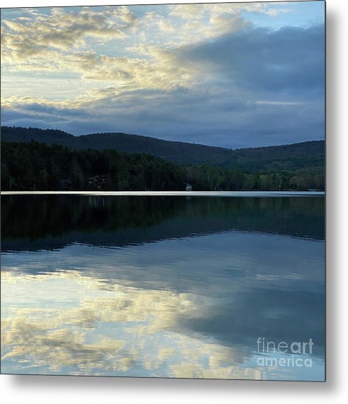 Berkshires - Lake Mahkeenac - Stockbridge Lake Sunset Summer Clouds Mountains Reflection - Metal Print