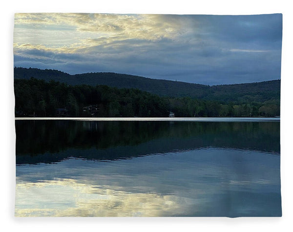 Berkshires - Lake Mahkeenac - Stockbridge Lake Sunset Summer Clouds Mountains Reflection - Blanket