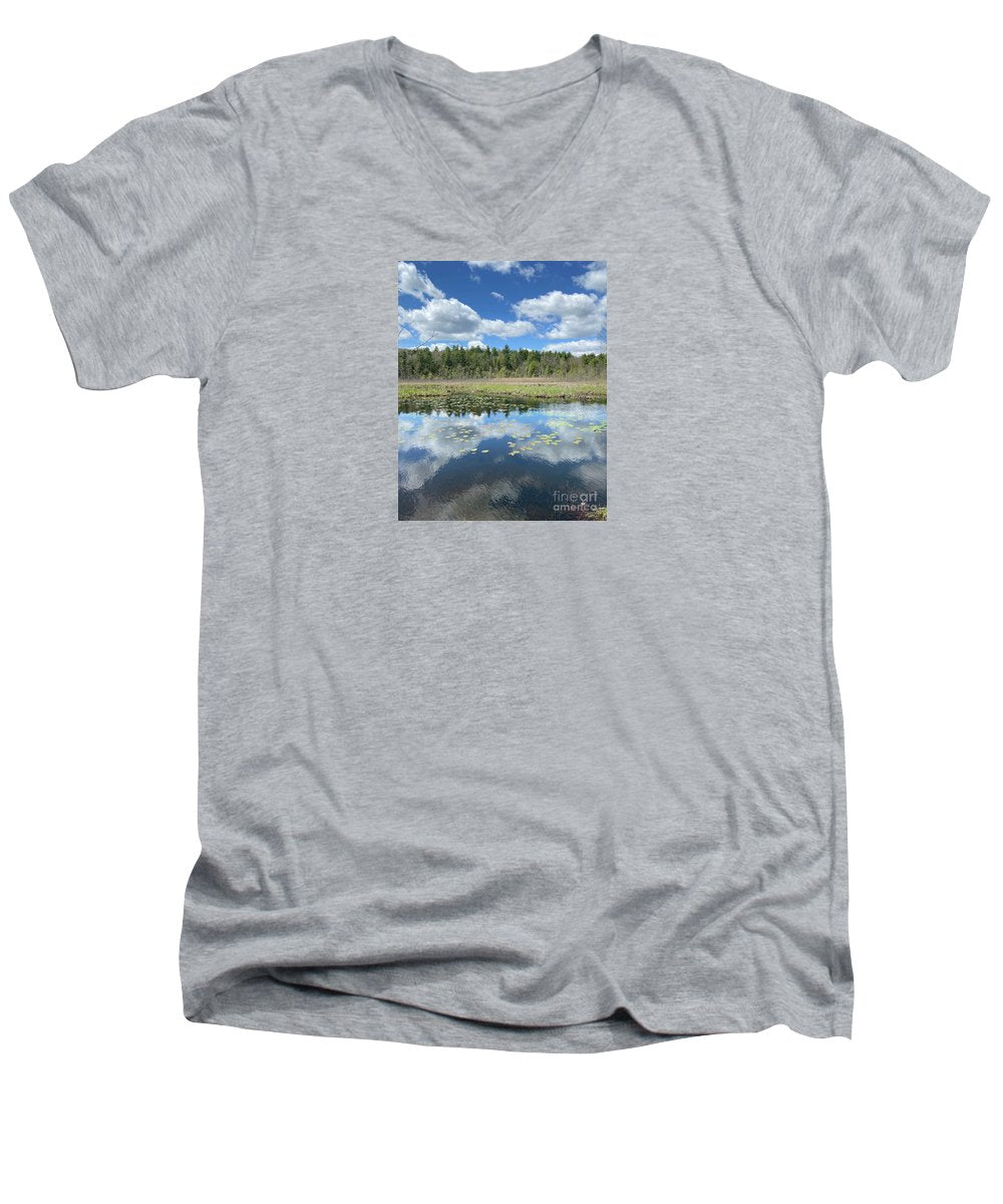 Berkshires Lily Pads 3 - Pond Lake Forest Pines Grass Spring - Men's V-Neck T-Shirt