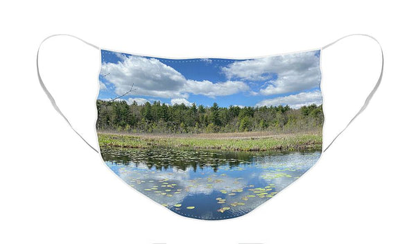 Berkshires Lily Pads 3 - Pond Lake Forest Pines Grass Spring - Face Mask