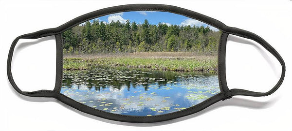 Berkshires Lily Pads 3 - Pond Lake Forest Pines Grass Spring - Face Mask